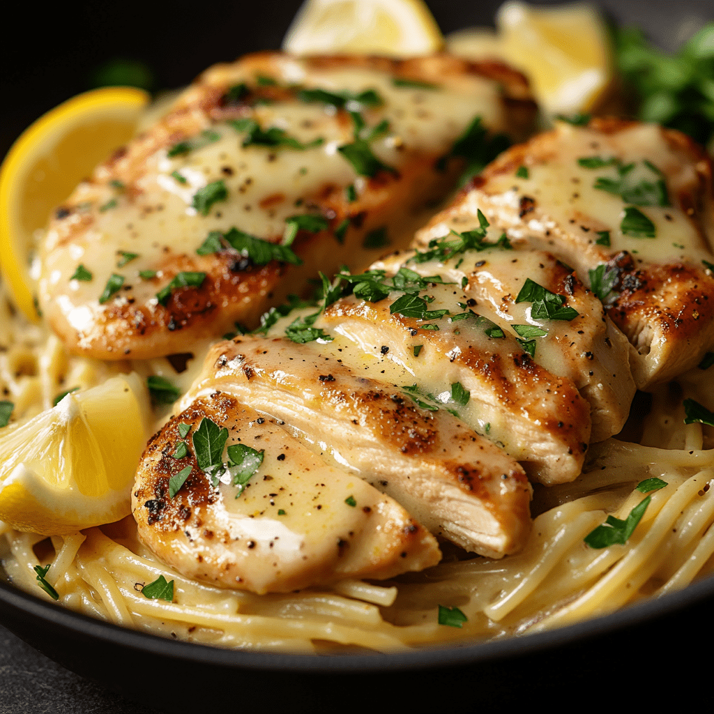 creamy lemon chicken pasta Image