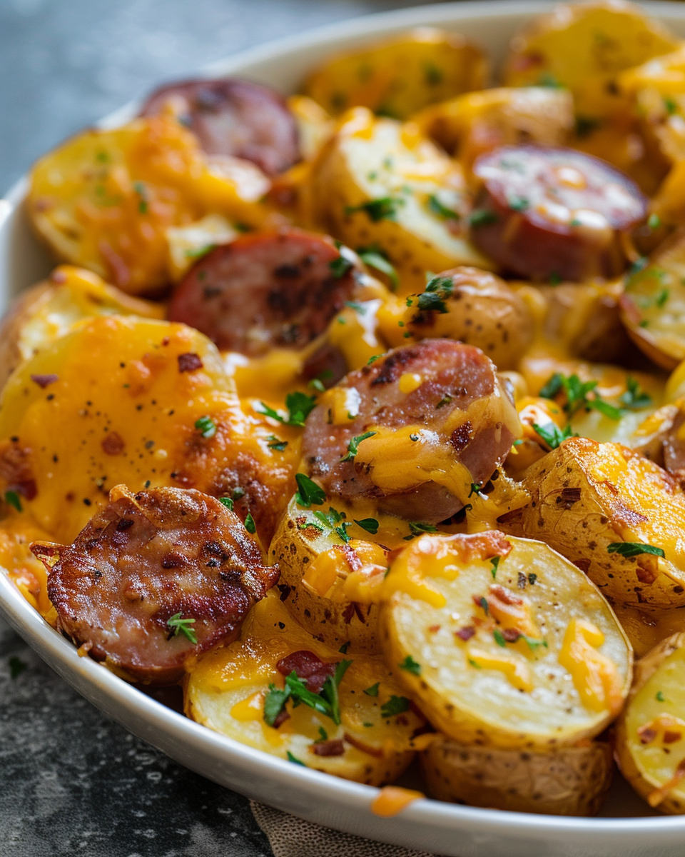 Cheesy Ranch Potatoes and Smoked Sausage