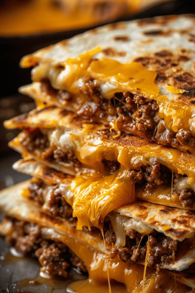 Cheesy Ground Beef Quesadillas