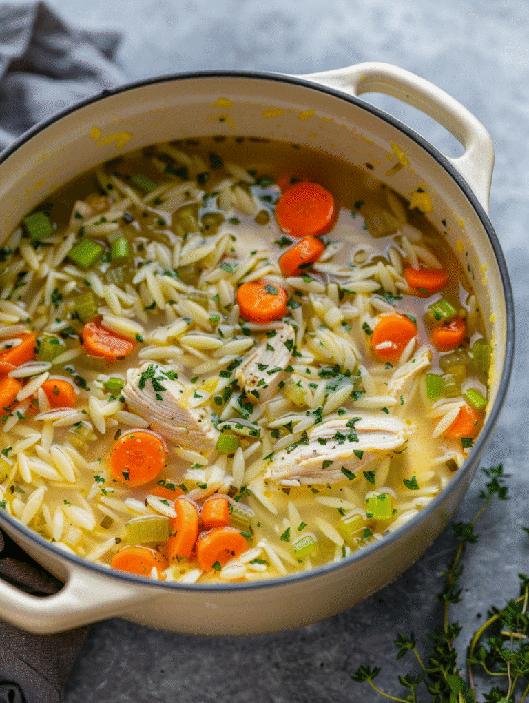 Lemon Chicken Orzo Soup
